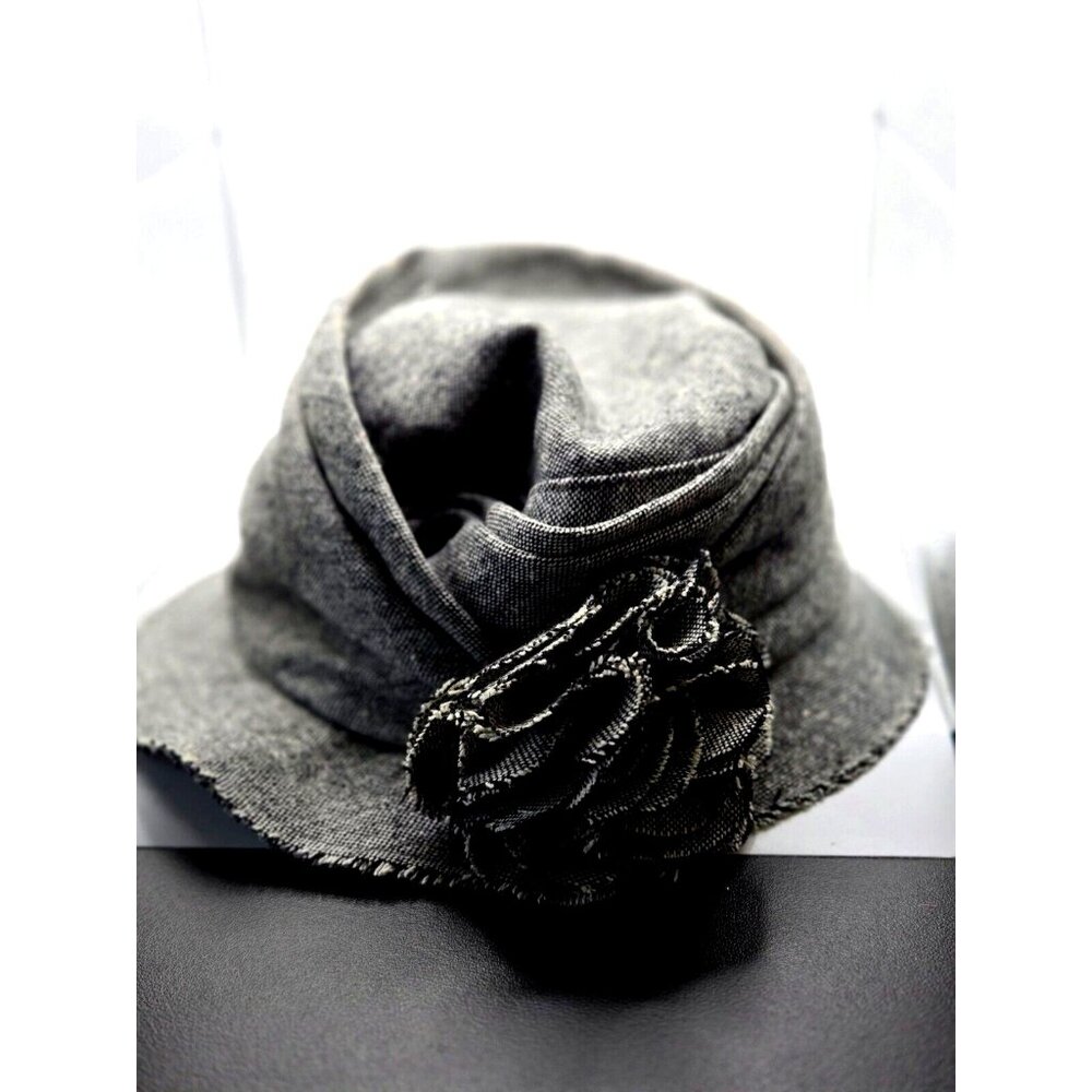 vintage Rose Cloche Hat Gray Mix San Diego Hat Co. Polyester and Wool Fabric